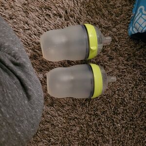 Kids Sippy Cup Set - Neon Green and Gray
